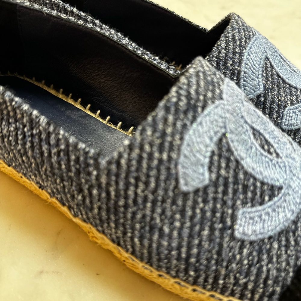 CHANEL 🩵 Espadrilles Blue Canvas size 37 - Picture 2 of 14